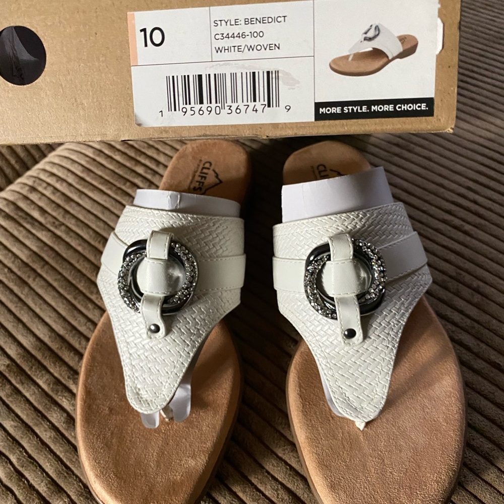 White Woven Sandals by